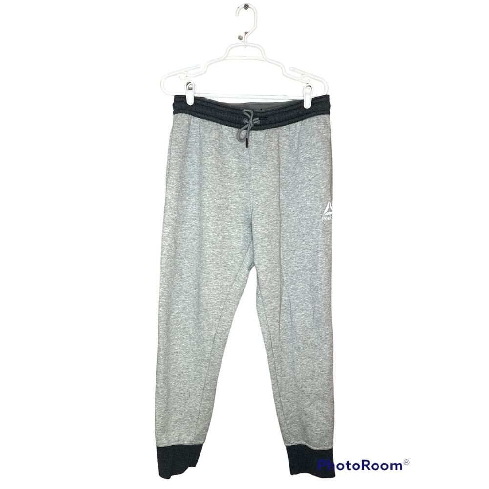 Men's Reebok Light Dark Grey Fleece Lined Drawstrings Sweatpants Joggers Size M